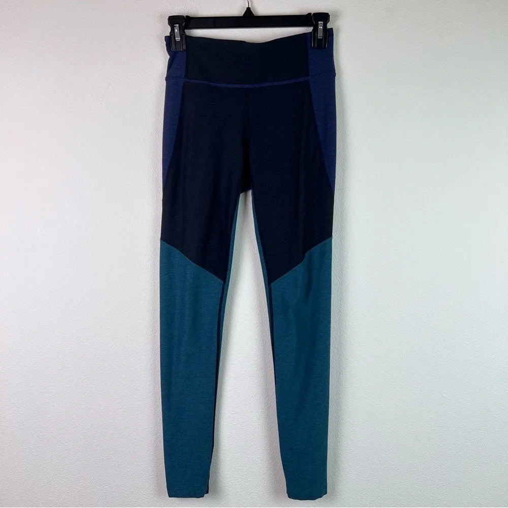 Outdoor Voices 7/8 Colorblock Leggings, (S)Navy Blue Turquoise and Black, - Picture 1 of 10